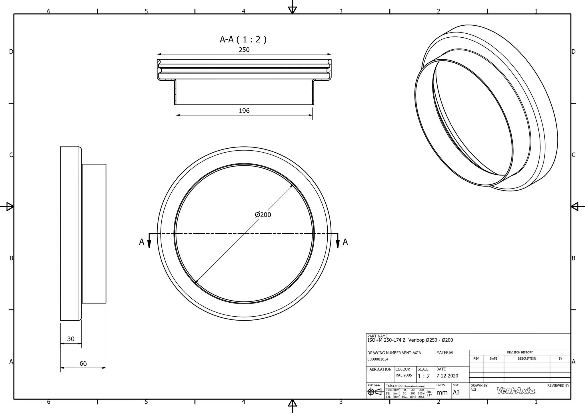 Vent-Axia ISO+M 250-174 Z / Verloop Ø250 - Ø174 - Image 2
