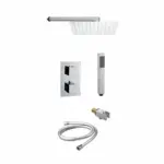 Saniful Doucheset inbouw met thermostaat en muurbevestiging douchekop vierkant chroom Douchekop 30 cm