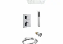 Saniful Doucheset inbouw met thermostaat en muurbevestiging douchekop vierkant chroom Douchekop 30 cm