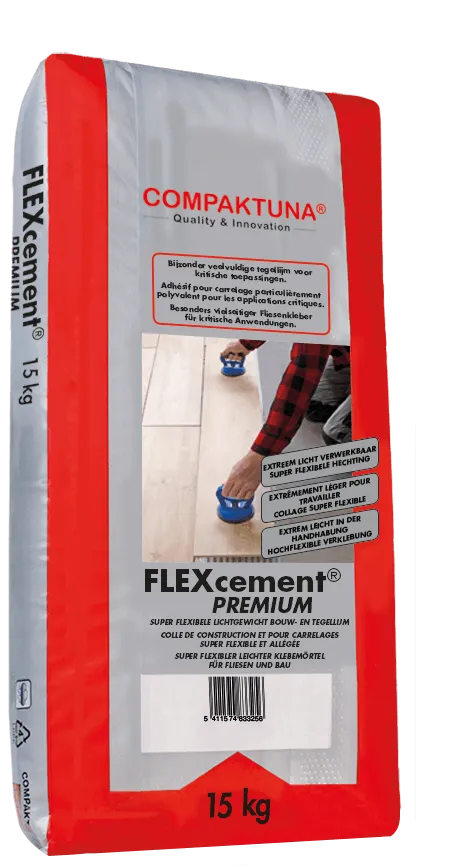 Compaktuna - FLEXcement - Premium Wit ( flexibele tegellijm ) 15KG C2TE S2 Wit