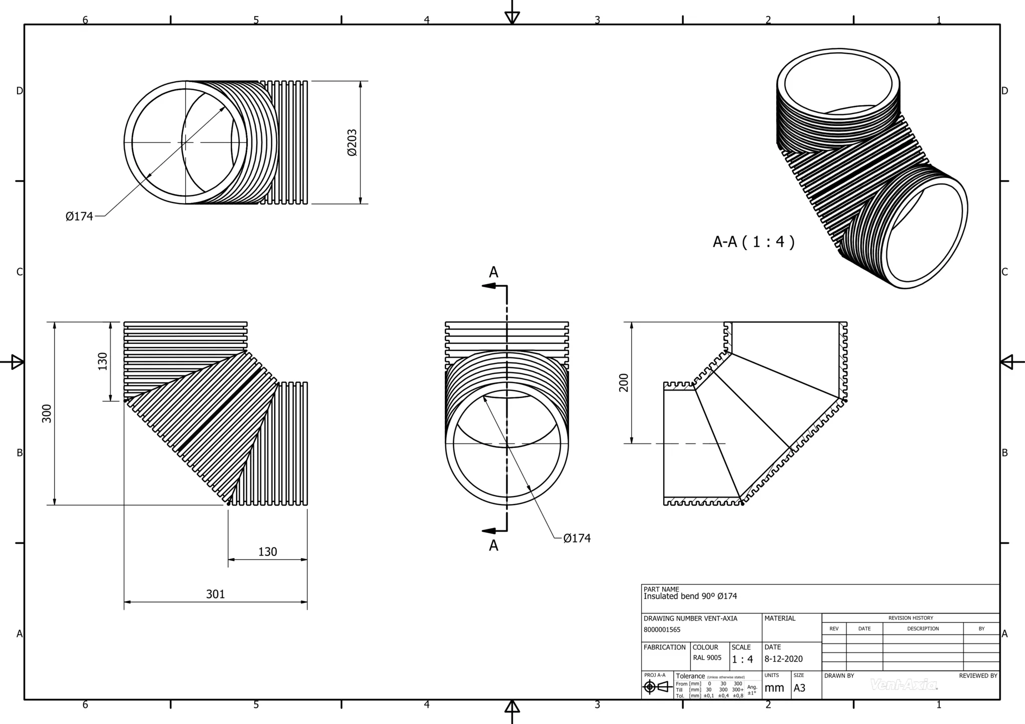 Vent-Axia ISO+B 90 200-174 Z / Geisoleerde bocht Ø174 90° - Image 2