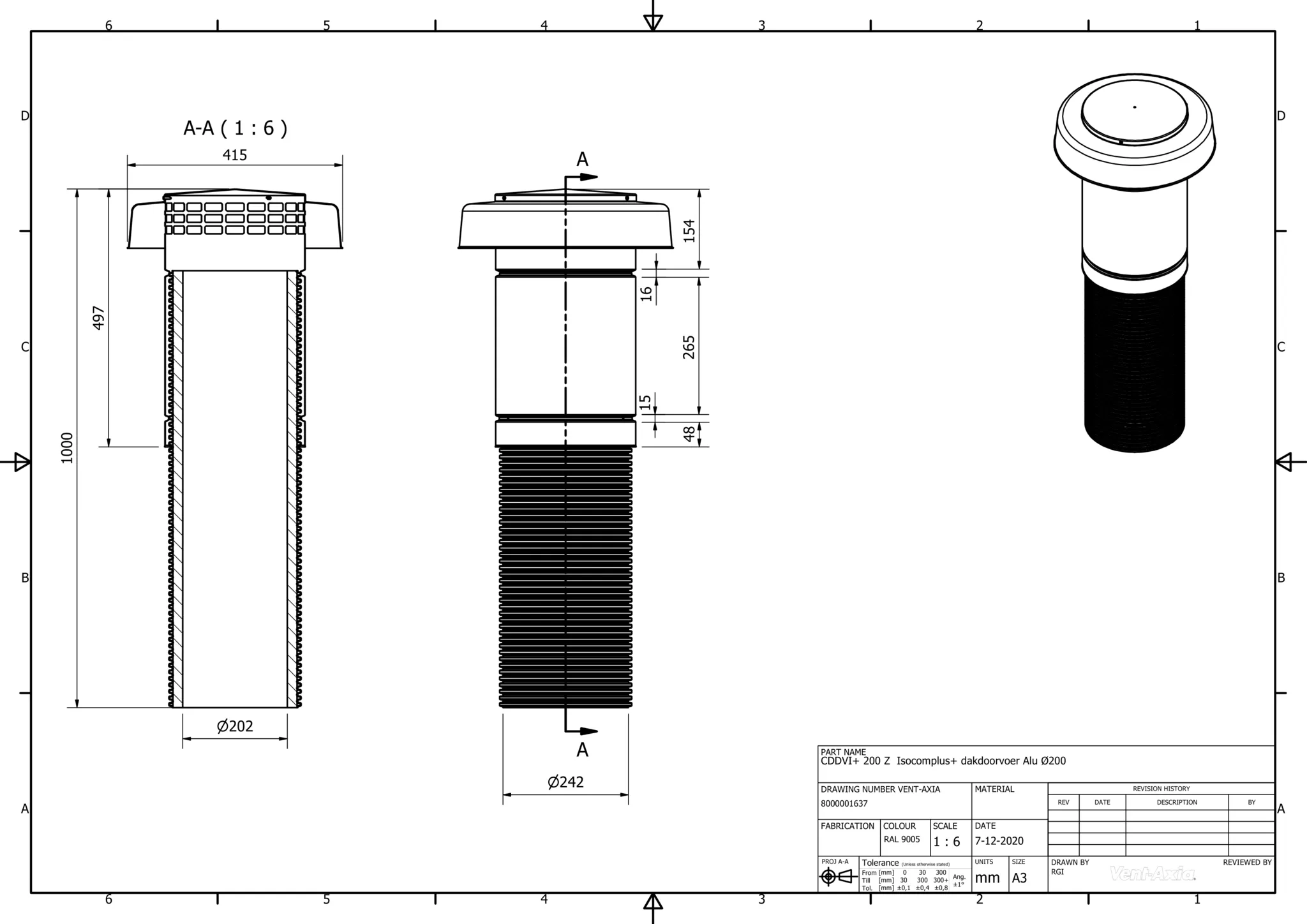 Vent-Axia CDDVI+ 200 Z / Isocomplus+ dakdoorvoer Alu - Image 2