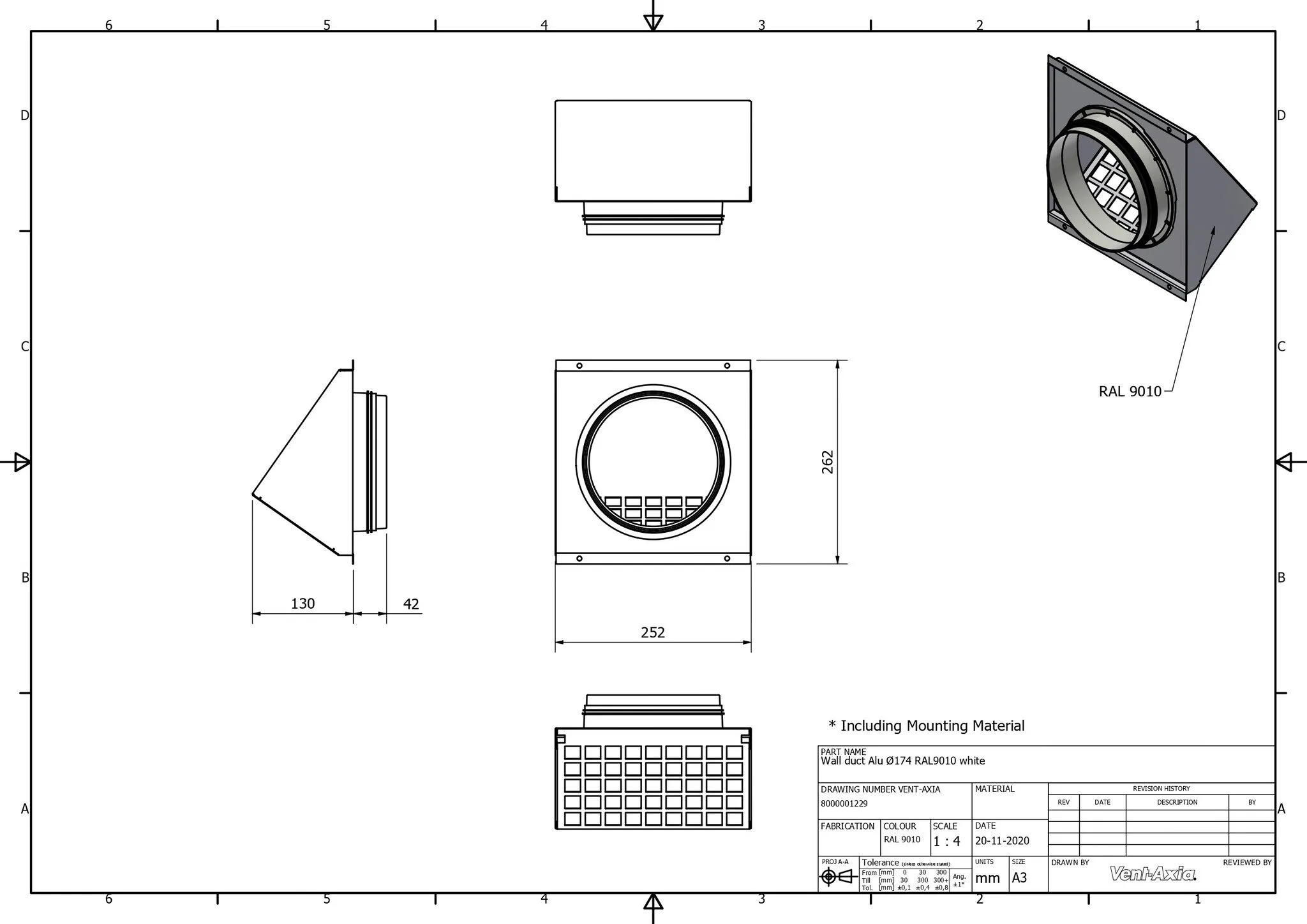 Vent-Axia VMR 174 W / Geveldoorvoer Alu Ø174 RAL9010 wit - Image 2