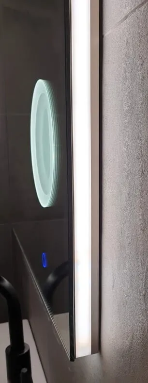 Saniful Rechthoekige badkamerspiegel met led verlichting in 3 kleuren instelbaar & dimbaar Incl. spiegelverwarming en make-up spiegel Rechthoekig 100x70 cm - Image 2