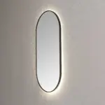 Saniful Ovale badkamerspiegel mat zwart met led verlichting in 3 kleuren instelbaar & dimbaar