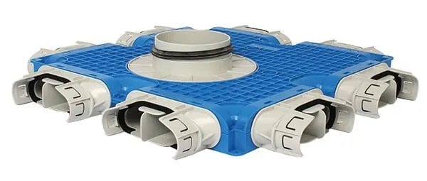 Vent-Axia Uniflexplus ventilatie verdeelbox vlak 8x 132x52mm met tuit Tuit diameter Ø125mm