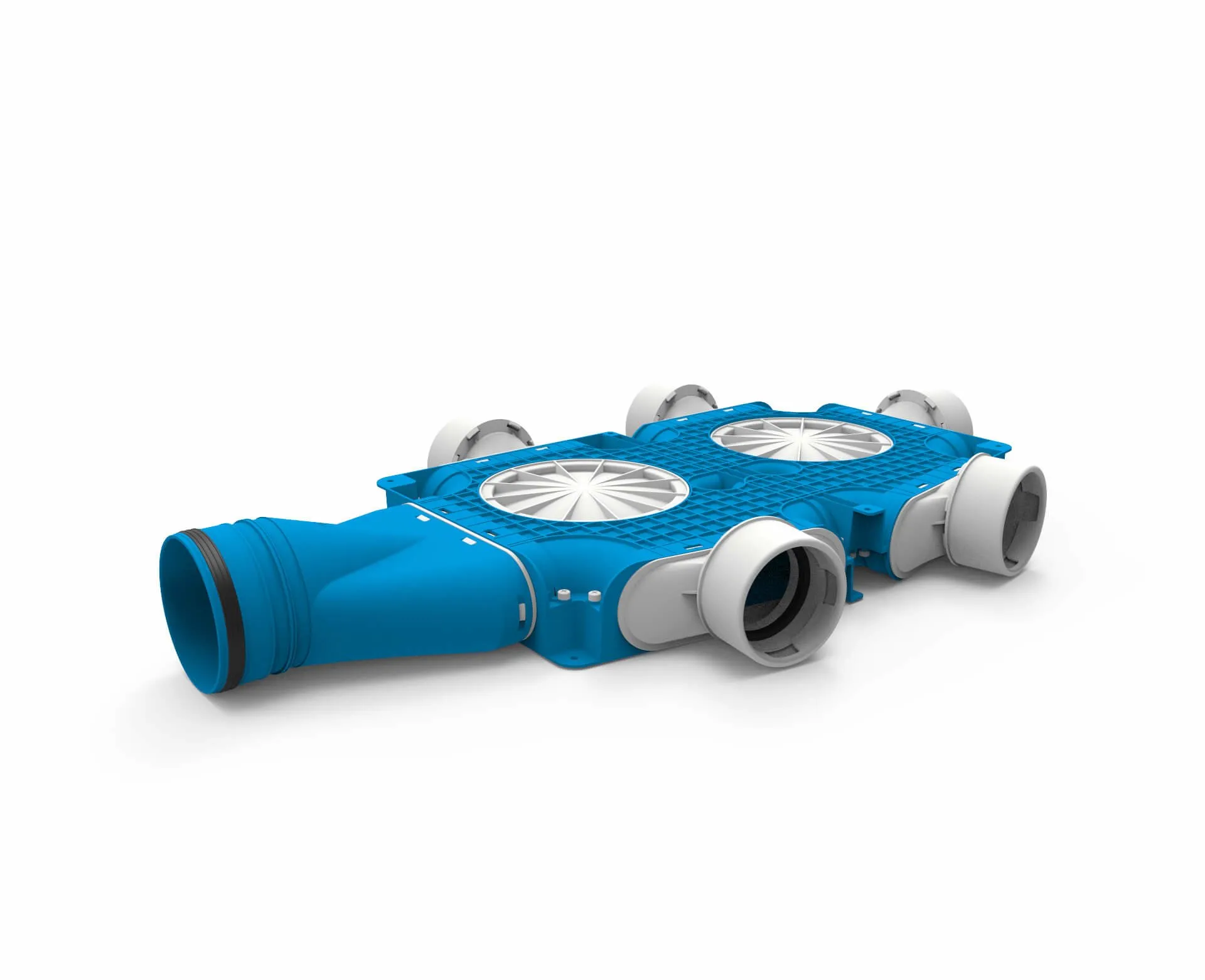 Vent-Axia Uniflexplus ventilatie samengestelde verdeler 5x Ø90mm met horizontale tuit Ø125mm