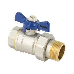 BONFIX Kogelkraan 1" bi x 1" koppeling bu + vlindergr. blauw