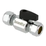 BONFIX Kogelstopkraan recht knel 12x12 (zwarte knop)