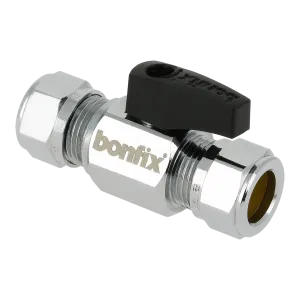 BONFIX Kogelstopkraan recht knel 12x12 (zwarte knop)