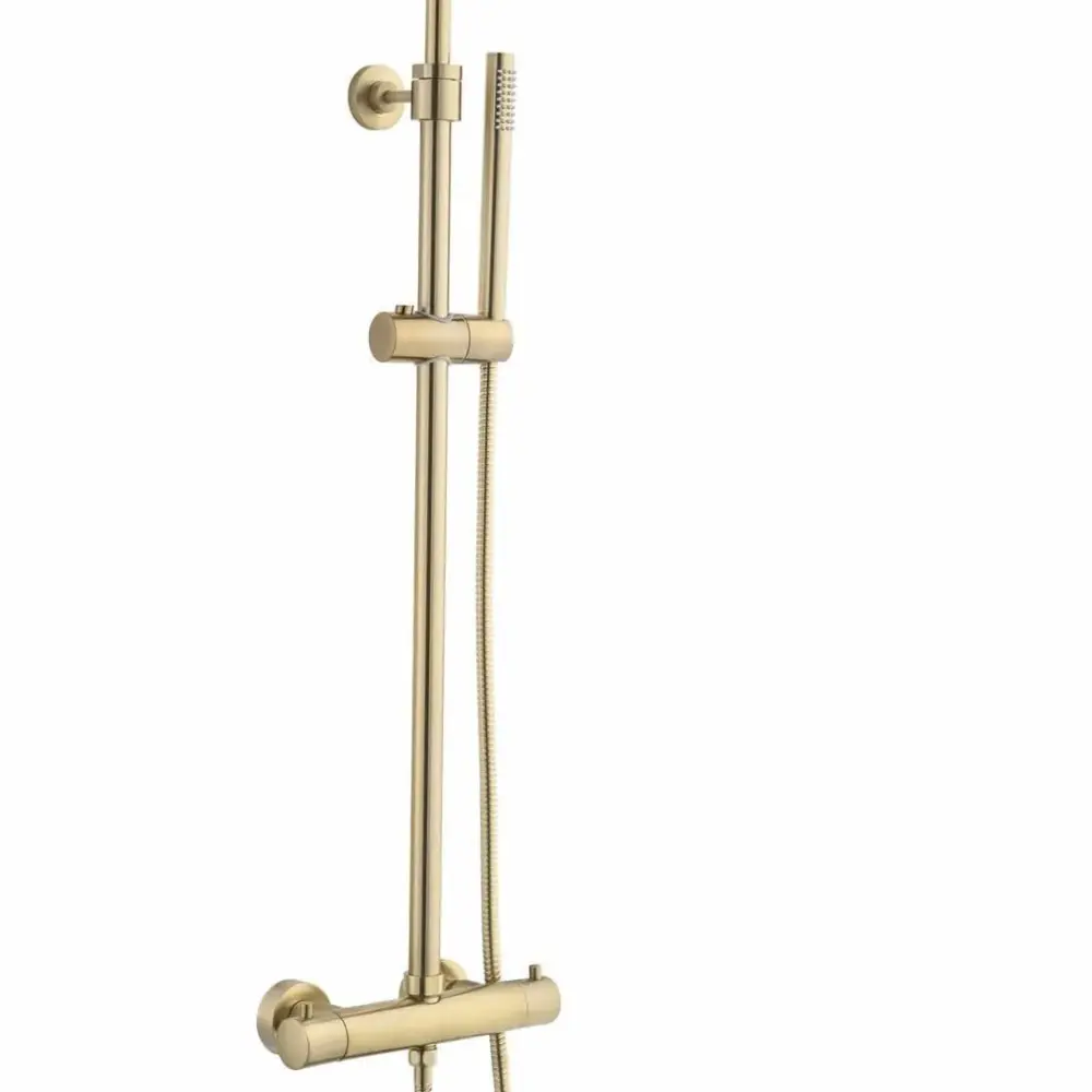 1765073245820-eb46cbb0-0e4c-4e1a-a265-2be01bf1aa62 Saniful Doucheset opbouw thermostatisch in hoogte verstelbaar rond 20 cm Goud Geborsteld